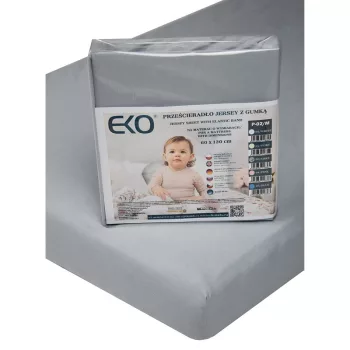 EKO Lepedő gumírozott jersey szürke 120x60 cm