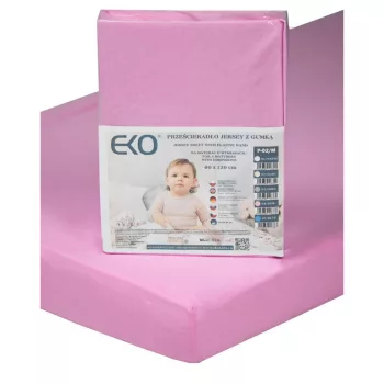 EKO Lepedő gumival jersey rózsaszín 120x60 cm