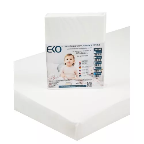 EKO Lepedő gumírozott jersey fehér 120x60 cm