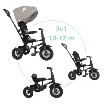   QPLAY Tricikli  Rito air gel (Gumi) Grey, életkor 10-72 hónap