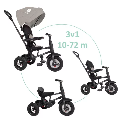 QPLAY Tricikli  Rito air gel (Gumi) Grey, életkor 10-72 hónap