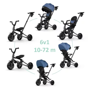   QPLAY Tříkolka Nova Niello Blue, skládací, věk 10-72 měsíců