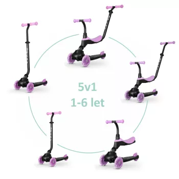   QPLAY futóbicikli/roller  Sema Evo  LED fényekkel Violet, kor 1 - 6 év, 50 kg-ig