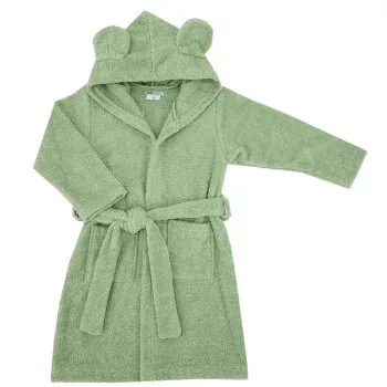   EKO Köntös pamutból kapucnival és fülekkel Olive green méret L 92-98
