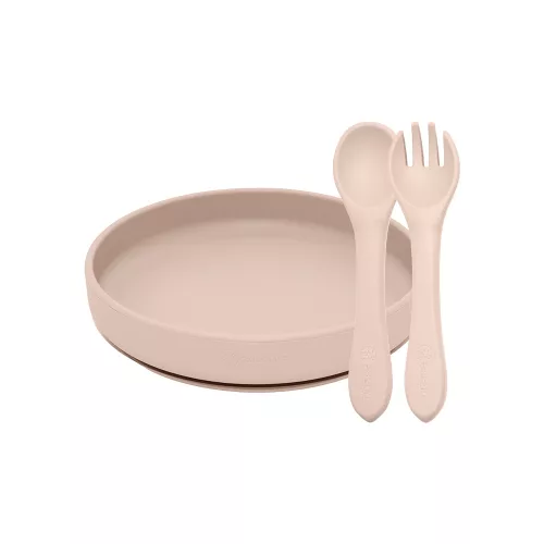 PETITE&MARS Szilikon 2 részes étkészlet TAKE&MATCH  tányér + evőeszközök Desert Sand 6hó+
