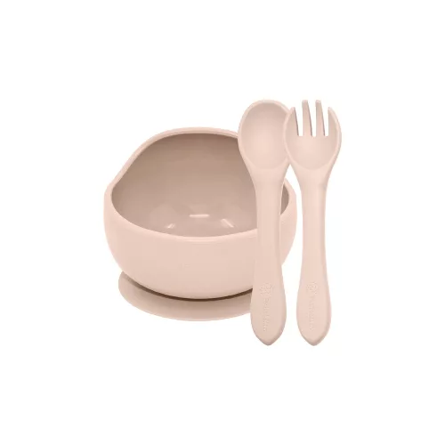 PETITE&MARS Szilikon 2 részes étkészlet TAKE&MATCH  tál + evőeszközök Desert Sand 6hó+