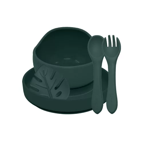 PETITE&MARS Szilikon étkészlet TAKE&MATCH 4 db Misty Green 6hó+