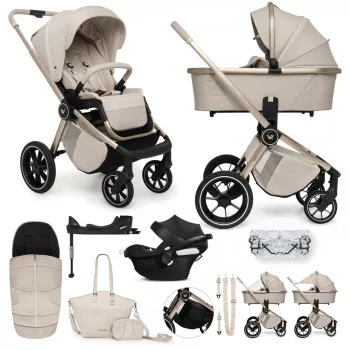   MUUVO KÉSZLET Babakocsi Quick Boho Beige szett 2v1 + CYBEX Aton B2 i-Size + alap