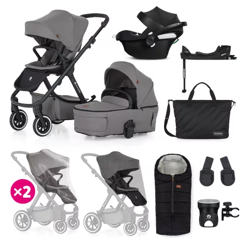 PETITE&MARS KÉSZLET Babakocsi 4v1 ICON Dove Grey XXL AIR + CYBEX Aton B2 i-Size