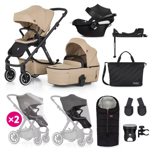 PETITE&MARS KÉSZLET Babakocsi 4v1 ICON Mocha Beige XXL AIR + CYBEX Aton B2 i-Size
