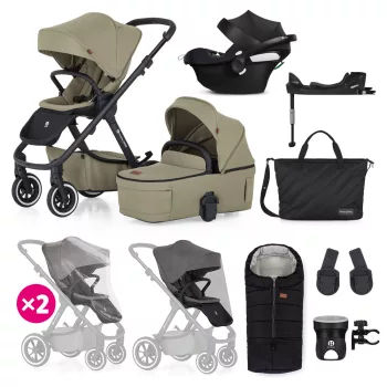   PETITE&MARS KÉSZLET Babakocsi 4v1 ICON Mossy Green XXL AIR + CYBEX Aton B2 i-Size