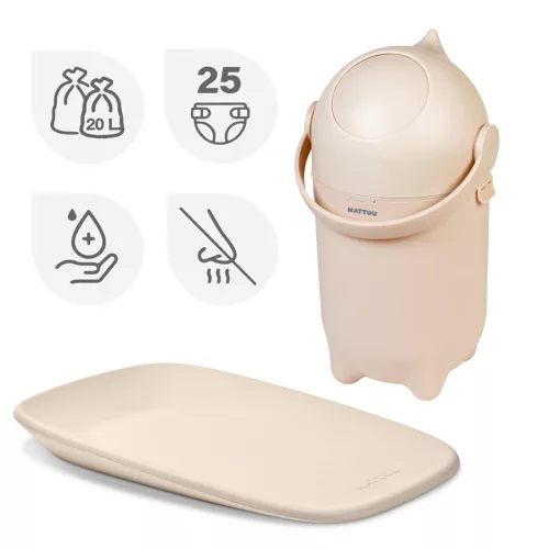 NATTOU Pelenkakosár Dropy és pelenkázó alátét Softy Bézs 50x70 cm