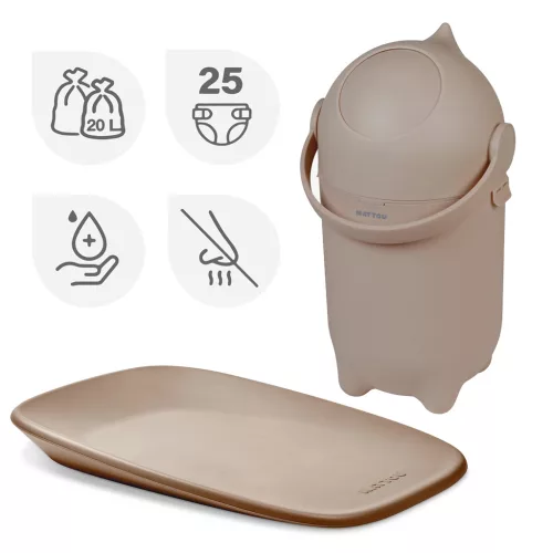 NATTOU KÃ'Å¡ na plienky Dropy a prebaÄ¾ovacia podloÅ¾ka Softy Taupe 50x70 cm