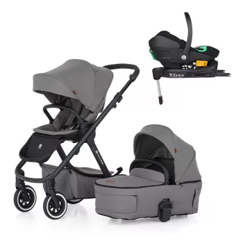   PETITE&MARS Kombinált babakocsi ICON 2 az 1-ben Dove Grey LITE AIR + Core Pro i-Size Black Grey + Bá