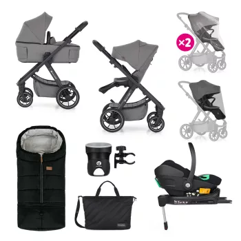   PETITE&MARS Kombinált babakocsi ICON 2v1 Dove Grey XXL RWS + Core Pro i-Size Black Grey + Bázis