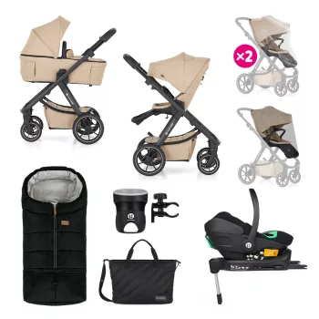   PETITE&MARS Kombinált babakocsi ICON 2in1 Mocha Beige XXL RWS + Core Pro i-Size Black Grey  + Bázis