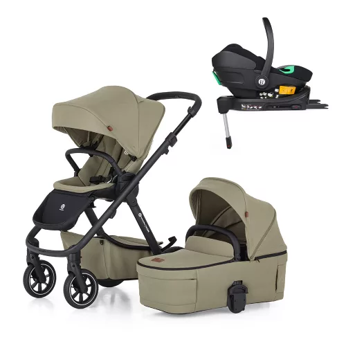 PETITE&MARS Kombinált babakocsi ICON 2in1 Mossy Green LITE RWS + Core Pro i-Size Black Grey + Bázis