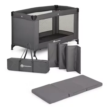 PETITE&MARS Utazóágy Koot Lite matraccal Foldie, Dark Grey