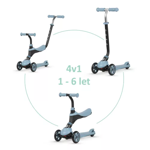 QPLAY Futóbicikli / roller Sema Blue, életkor 1 - 6 év, 50 kg-ig