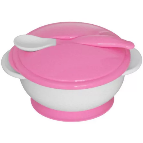 Baby care etető tál + kanál - blush pink