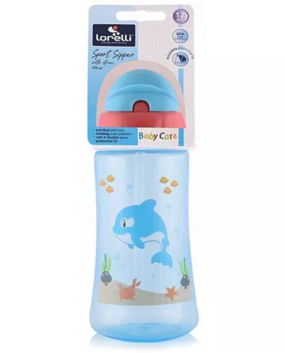 Baby Care Ocean szívószálas sportitató 330 ml - blue