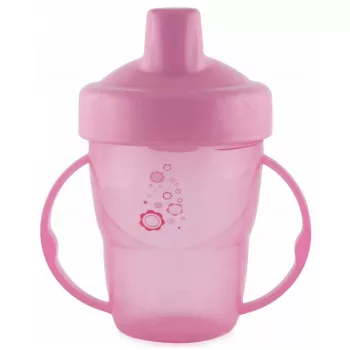 Baby Care itatópohár fogantyúval 210ml magas - pink