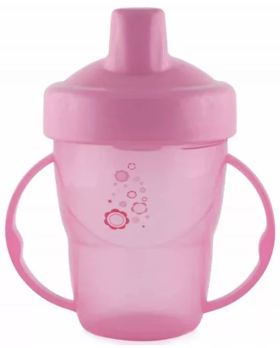 Baby Care itatópohár fogantyúval 210ml magas - pink