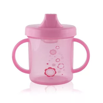 Baby Care itatópohár fogantyúval 210ml alacsony - pink