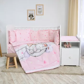   Lorelli ágynemű garnitúra Trend kombi ágyhoz - Butterflies Pink