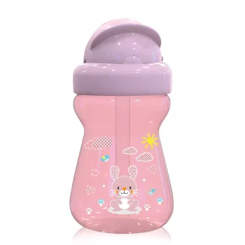   Lorelli Mini szívószálas sport itató - Animals Blush Pink