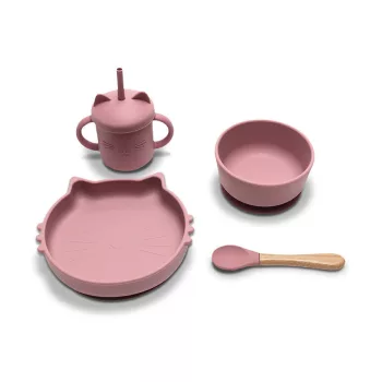  Lorelli Természetes szilikon 4 db-os étkészlet - Deep Pink