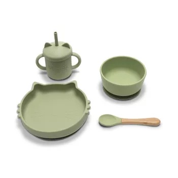   Lorelli Természetes szilikon 4 db-os étkészlet - Fresh Green
