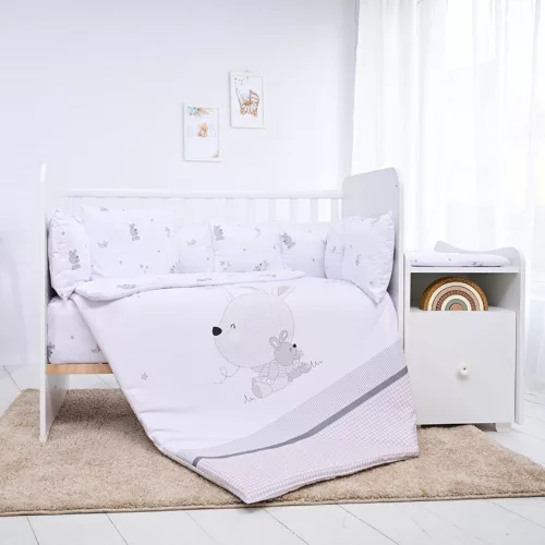 Lorelli ágynemű garnitúra Trend kombi ágyhoz, Little Rabbits Grey