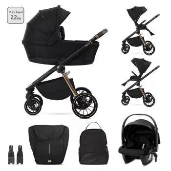   Lorelli Bianca 3az1-ben újszülött babakocsi Lorelli Aria Luxe hordozóval - Black (2 doboz)
