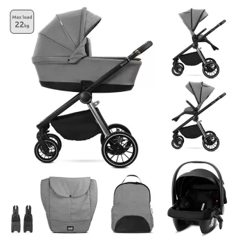   Lorelli Bianca 3az1-ben újszülött babakocsi Lorelli Aria Luxe hordozóval - Grey (2 doboz)