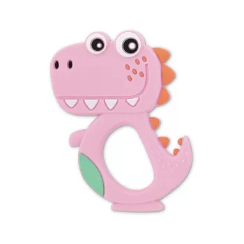 Baby Care szilikon rágóka - Dino Lucky Pink