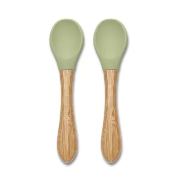   Lorelli Szilikon kanalak bambusz nyéllel, 2 db - fresh green