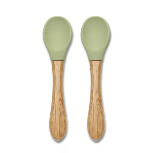 Lorelli Szilikon kanalak bambusz nyéllel, 2 db - fresh green