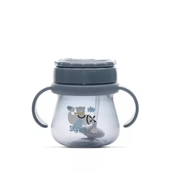 Baby Care szívószálas itató fogantyúval 250ml - Blue