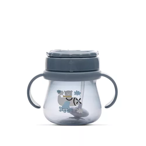Baby Care szívószálas itató fogantyúval 250ml - Blue