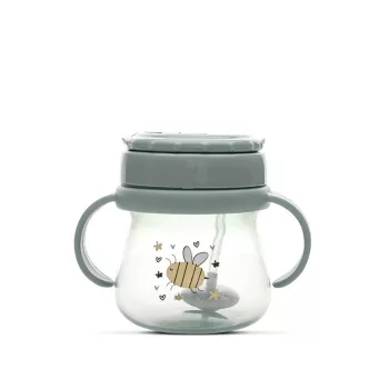 Baby Care szívószálas itató fogantyúval 250ml - Green