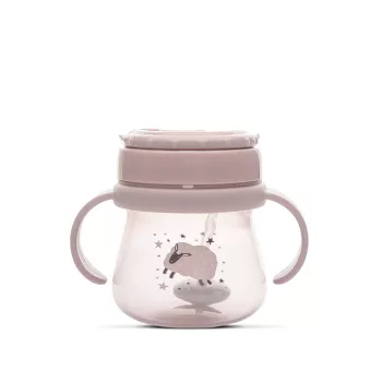 Baby Care szívószálas itató fogantyúval 250ml - Rose