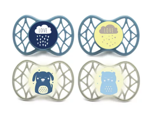 Nuvita Symmetric Air55 4db-os cumi szett 6+ - Powder Blue/Sage Green - 70854 felhő, kutya, maci