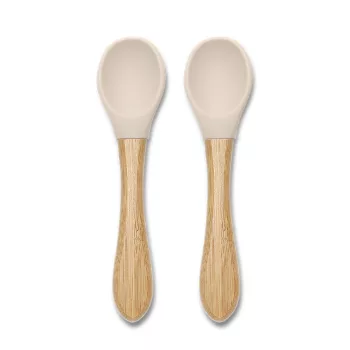 Lorelli szilikon kanalak bambusz nyéllel 2 db - Beige