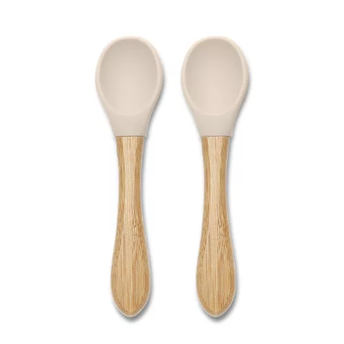 Lorelli szilikon kanalak bambusz nyéllel 2 db - Beige
