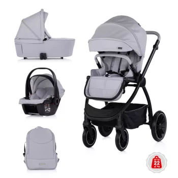   Chipolino Prestige 3az1-ben multifunkciós babakocsi - Platinum