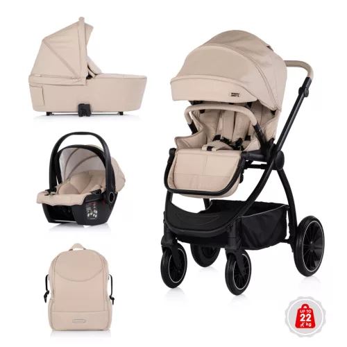 Chipolino Prestige 3az1-ben multifunkciós babakocsi - Latte