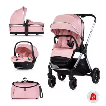   Chipolino Euphoria 3 az 1-ben újszülött babakocsi - Powder pink