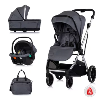   Chipolino Aurora 3az1-ben multifunkciós babakocsi - Charcoal
