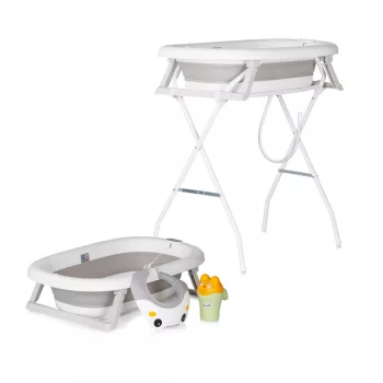   Chipolino Aqua Care kád állvánnyal, öblítőpohárral és hajmosó sapkával 78 cm - grey